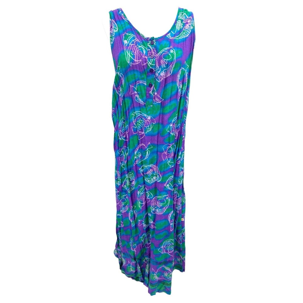 Women’s Sleeveless Maxi Dress in Teal & Purple
